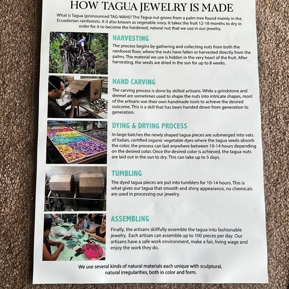 New Tagua Fair Trade Earrings Ecuador - Picture 4 of 4